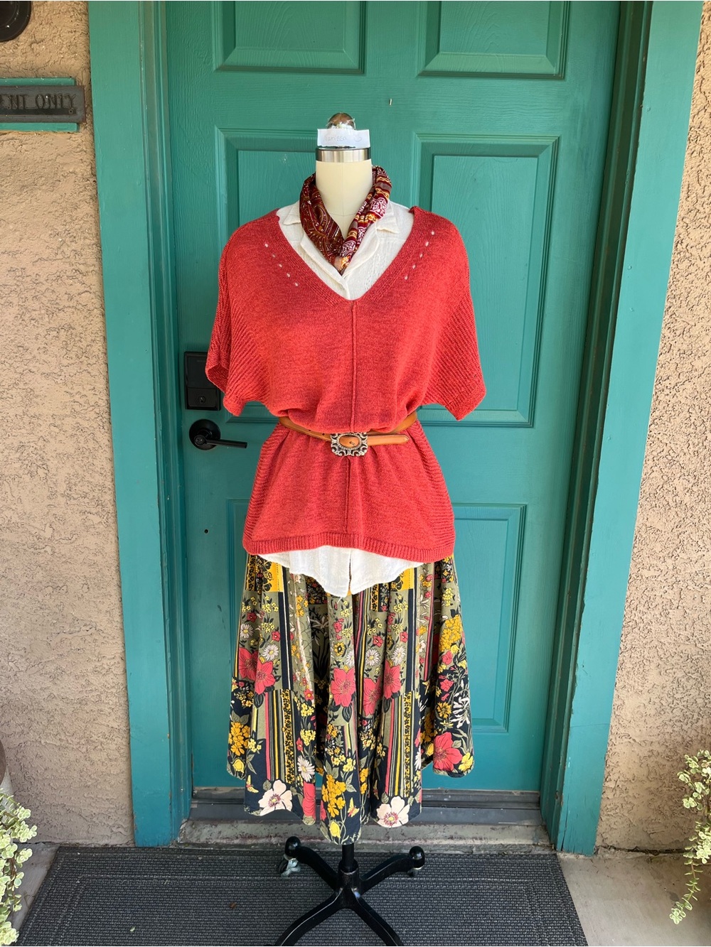 Apt 9 boxy v neck knit sweater top in burnt orange size medium